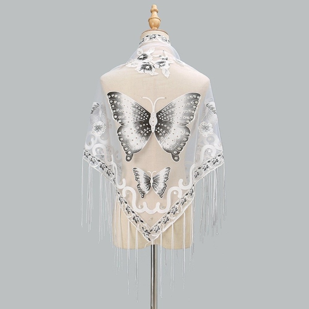 Embroidery Hoop Square - Luxury Flower Lace Hollow Scarf Butterfly