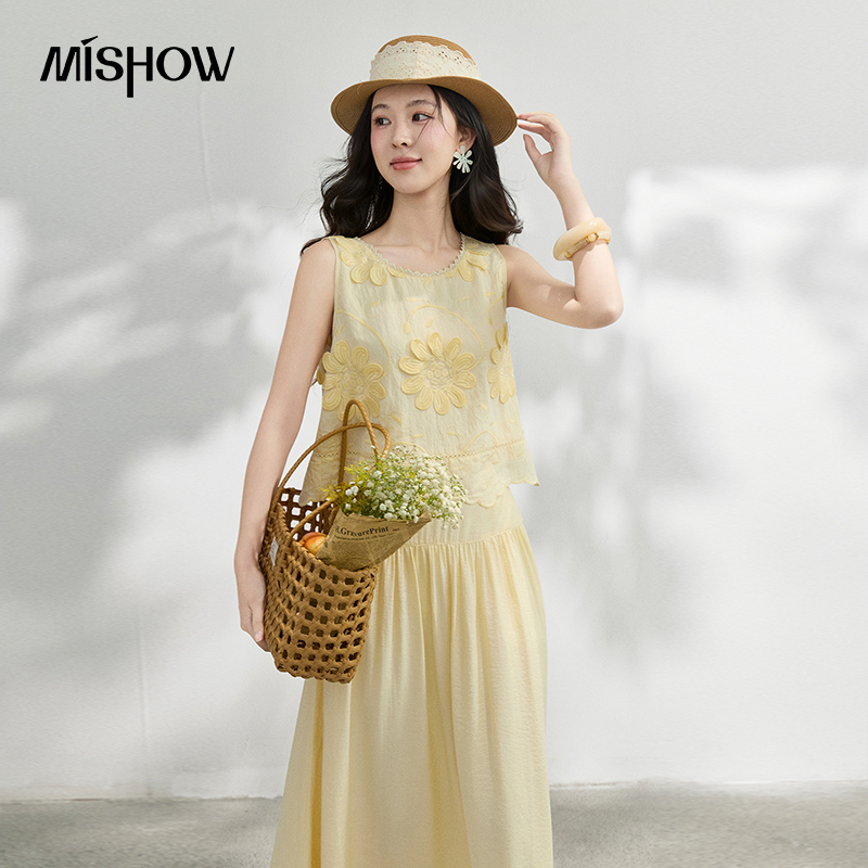 Embroidery Blouse - MISHOW French Floral Embroidery Blouse Solid