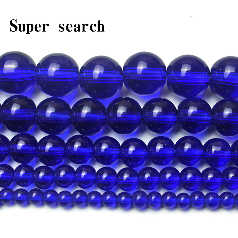 Embroidery Glass Beads - Natural Stone Beads Navy Blue Glass