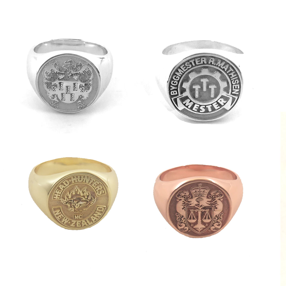 Embroidery Alphabet - Custom Engraved 17mm Round Top Ring