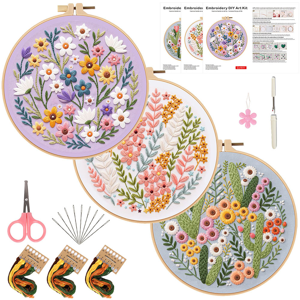 Embroidery Guide Paper - Flower DIY Embroidery Kit for Beginners