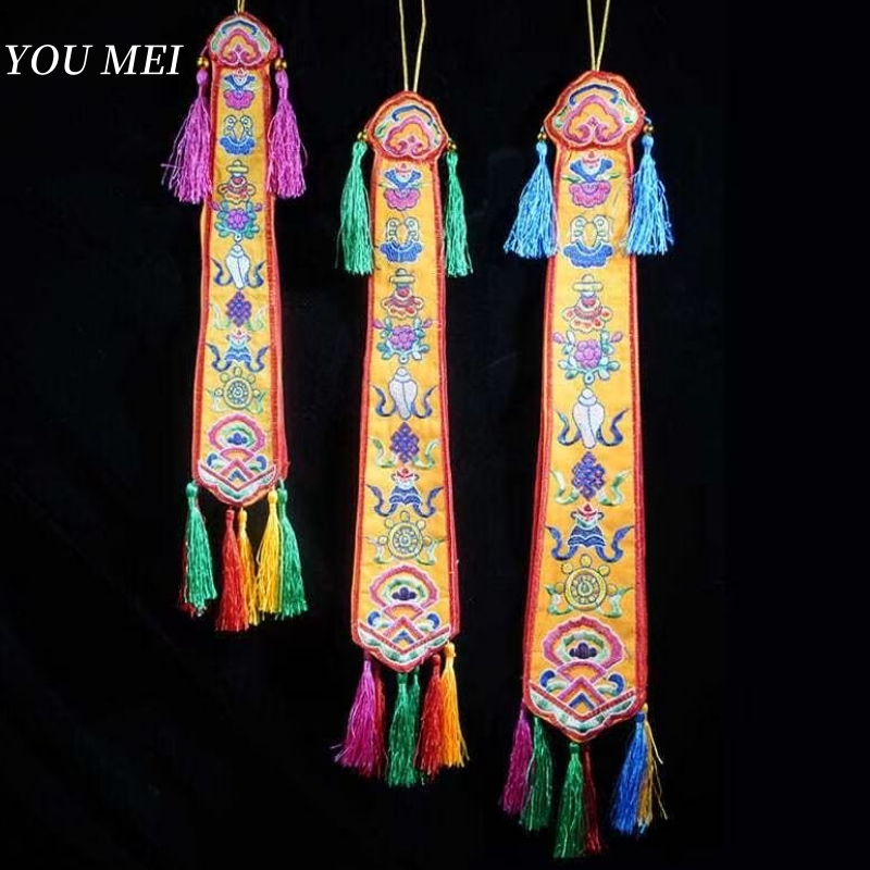 Embroidery Handicraft - Nepal Handmade Eight Auspicious Flags,Tibetan Tassel
