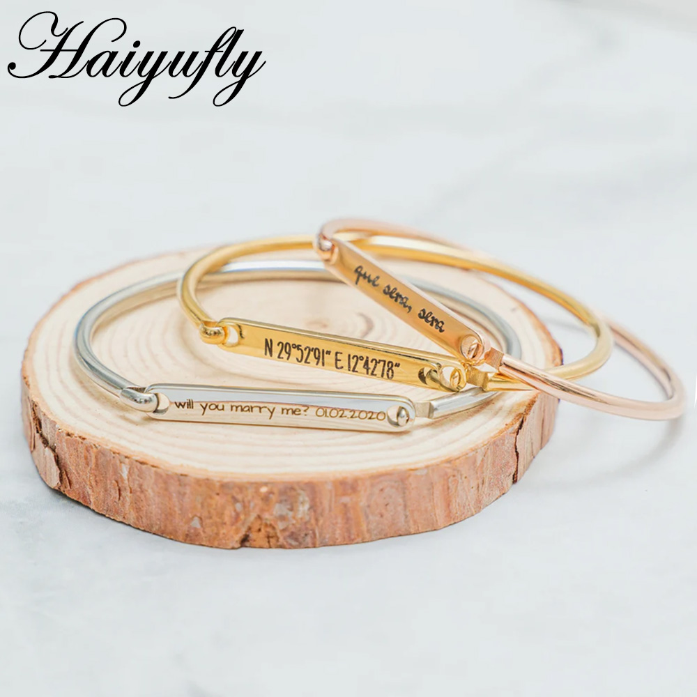 Embroidery Alphabet - Haiyufly Engrave Name Horseshoe Bracelet Stainless