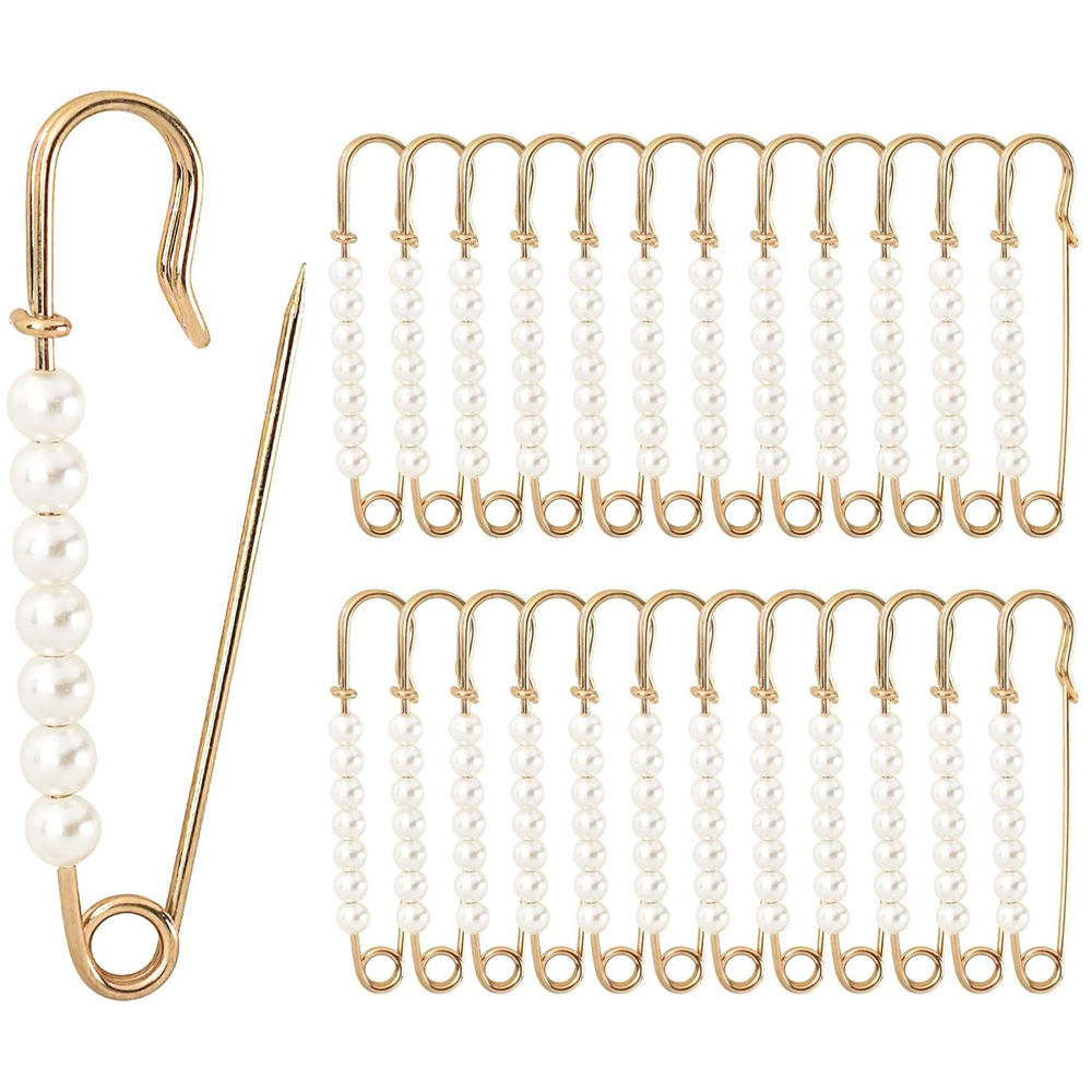 Embroidery House - 5PCS Faux Pearl Brooch Pins 2.95in