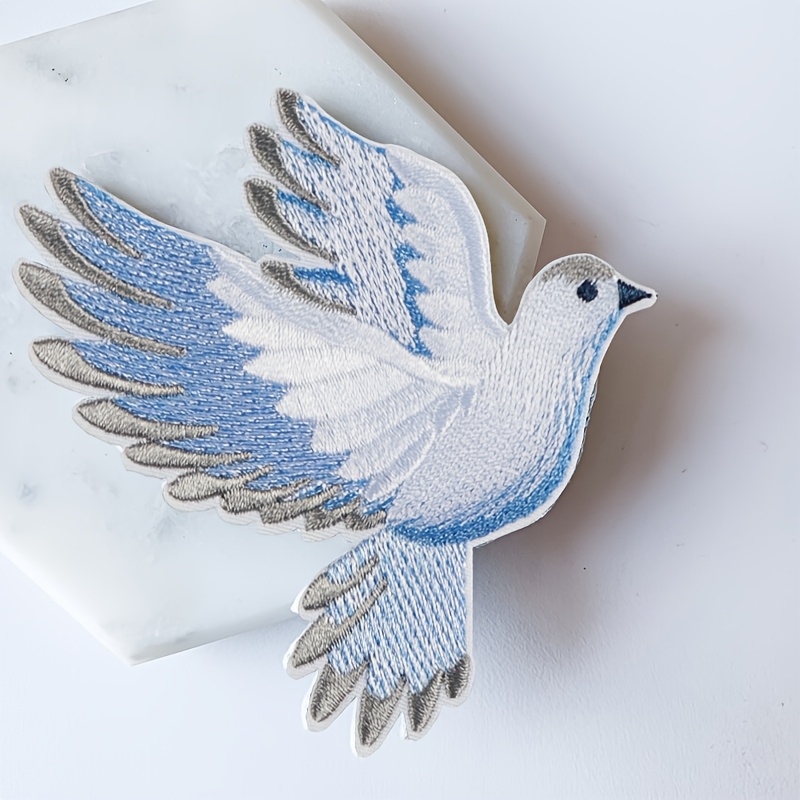 Embroidery Meaning - 1pc blue-white gradient dove embroidery patch,