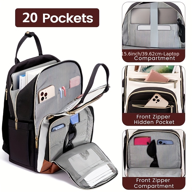 Embroidery Bag - Women Two Tone Laptop Backpack, Water