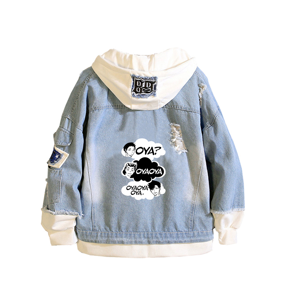 Embroidery Jacket Jeans - Haikyuu Karasuno VBC Print Women Jeans