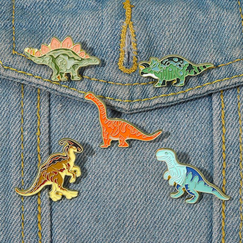 Embroidery Logo - Colorful Dino Enamel Pins Custom Jurassic