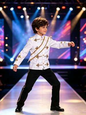 Embroidery Uniform - Boys royal uniform suit with golden