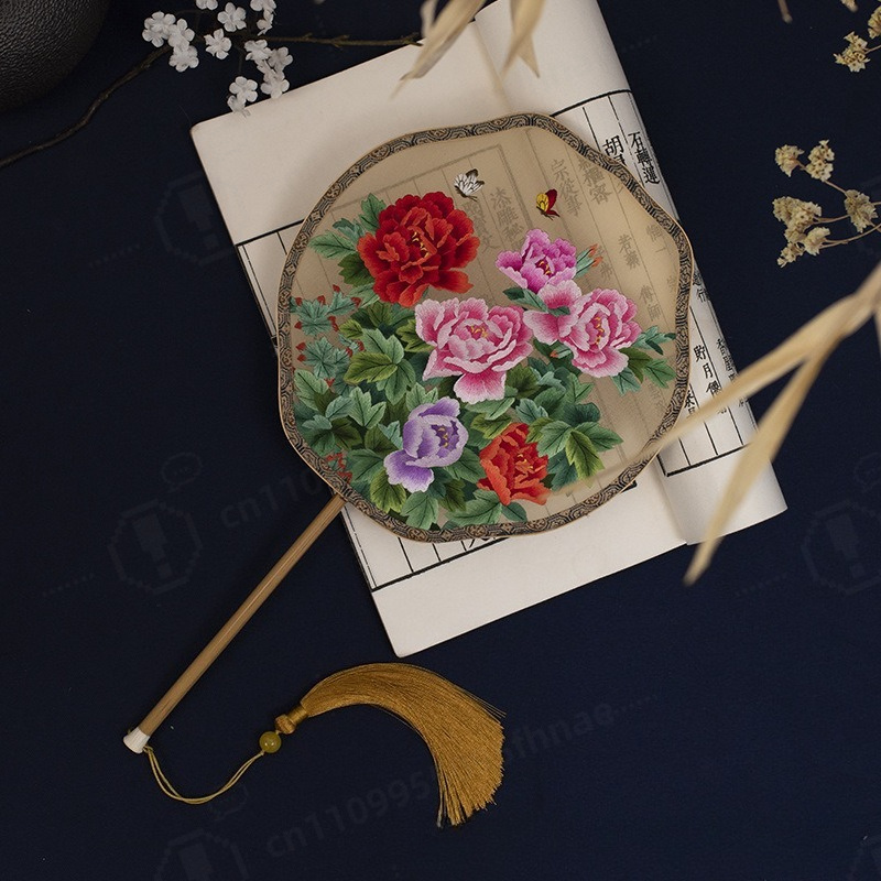 Embroidery Gift - Handmade Double-sided Embroidery Silk Round Fan