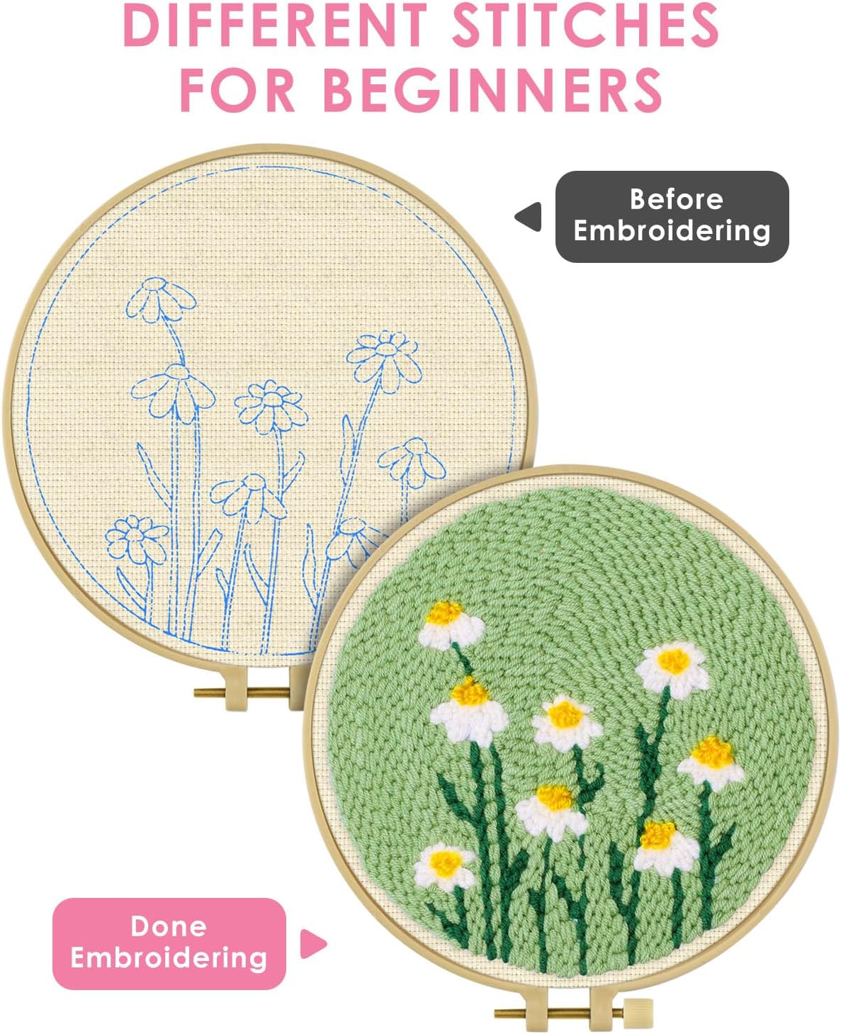DIY Punch Needle Kits for Begi - Embroidery Hoop Square review and price