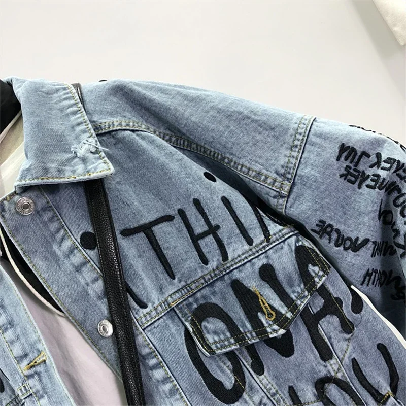 Autumn Korean Letter Embroider - Embroidery Jacket Jeans review and price
