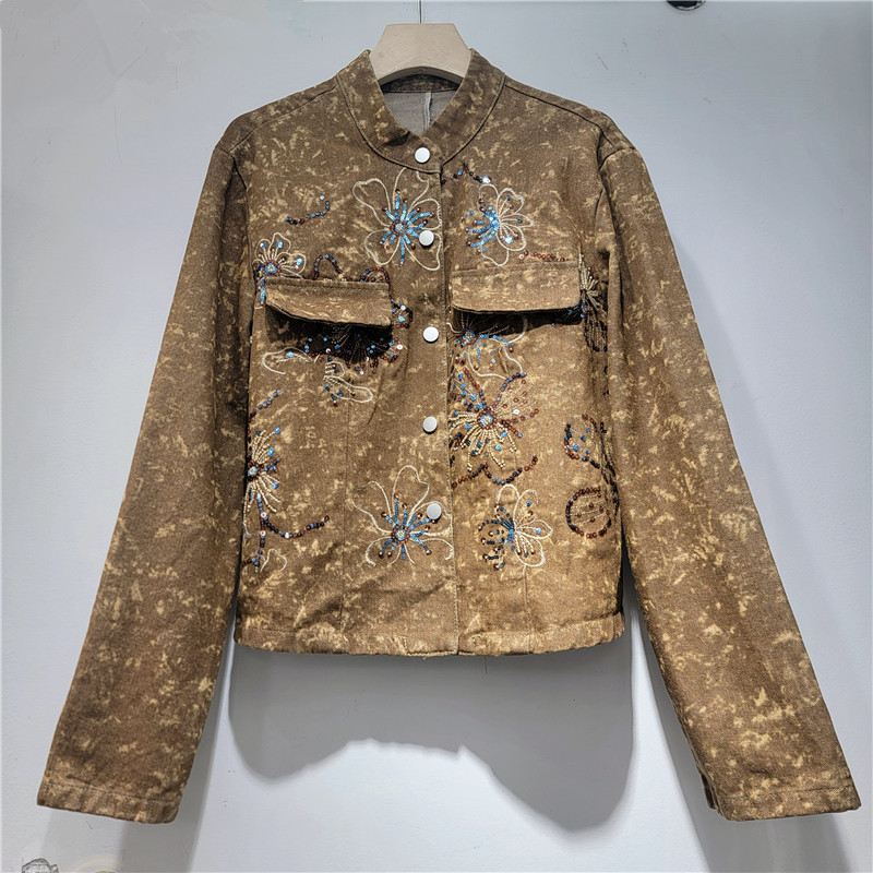 Spring Fashion Sequins Embroid - Embroidery Jacket Jeans review and price