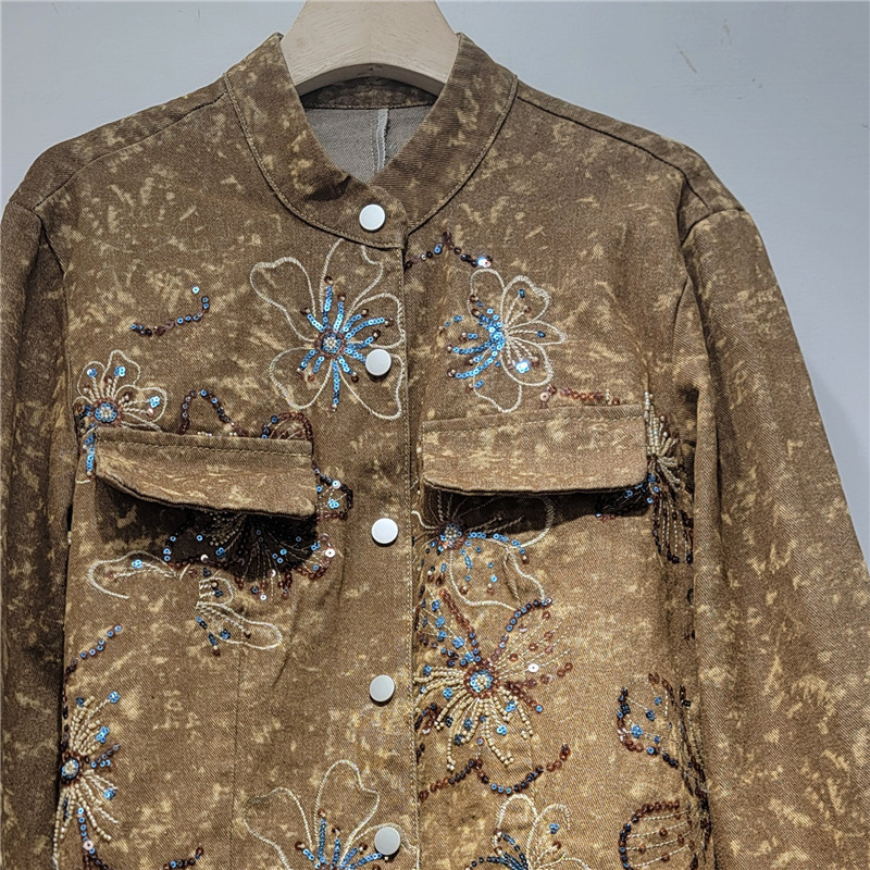 Spring Fashion Sequins Embroid - Embroidery Jacket Jeans review and price