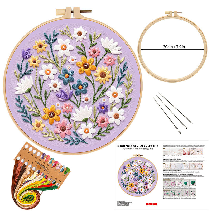 Flower DIY Embroidery Kit for  - Embroidery Guide Paper review and price