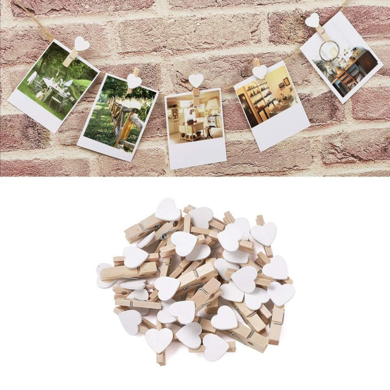 50pcs White Heart Clothespins  - Embroidery House review and price