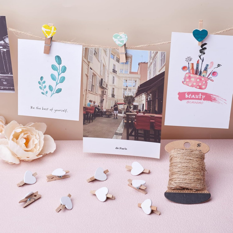 50pcs White Heart Clothespins  - Embroidery House review and price