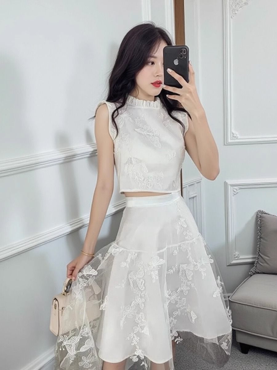 New Summer High End White 2 Pi - Embroidery Blouse review and price