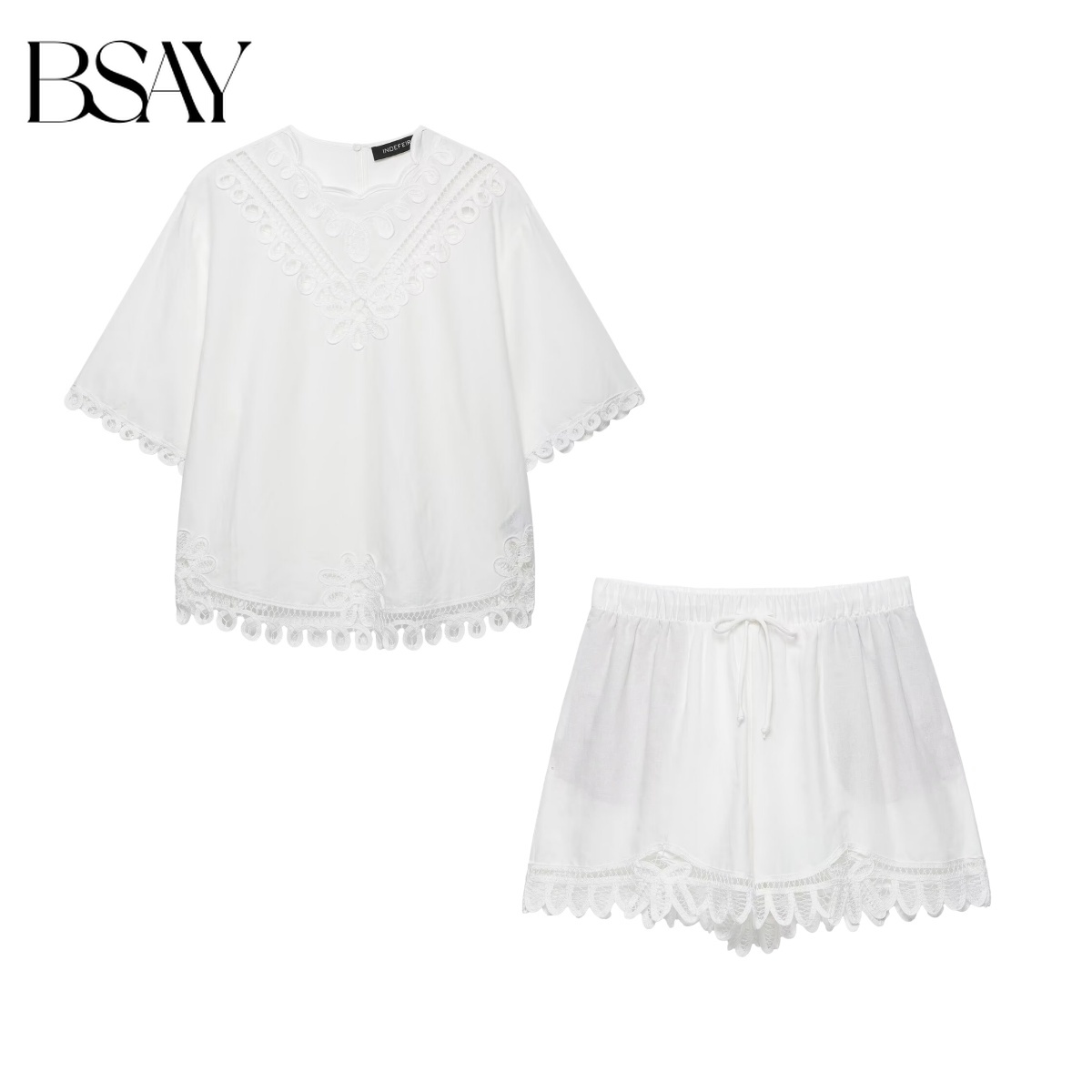 BSAY Women's White Hollow Embr - Embroidery Blouse review and price