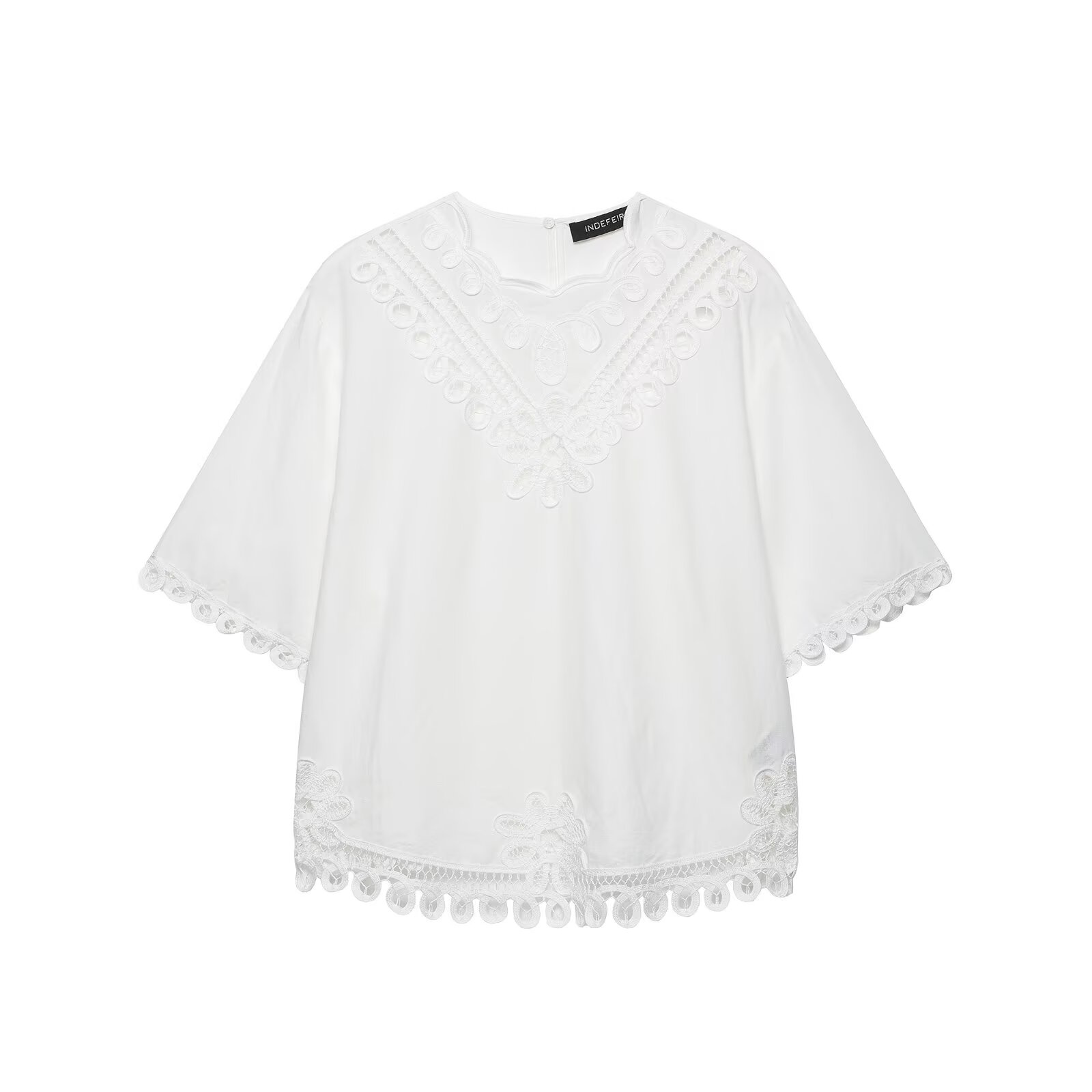 BSAY Women's White Hollow Embr - Embroidery Blouse review and price