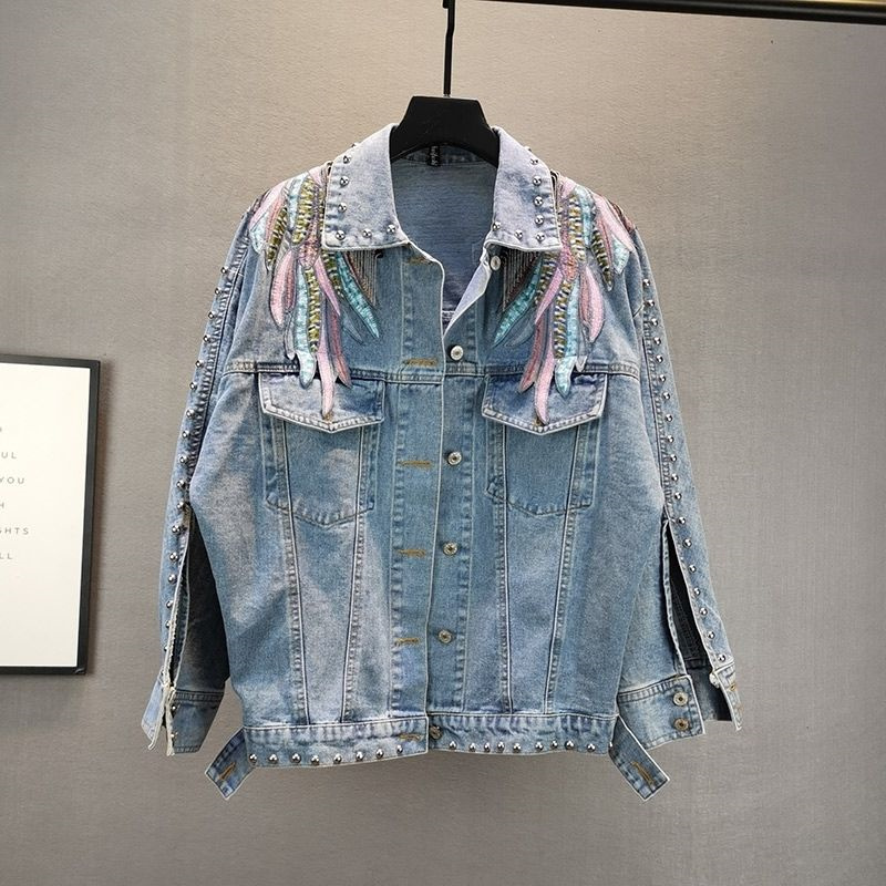 2024 New AutumnFashion Rivet W - Embroidery Jacket Jeans review and price