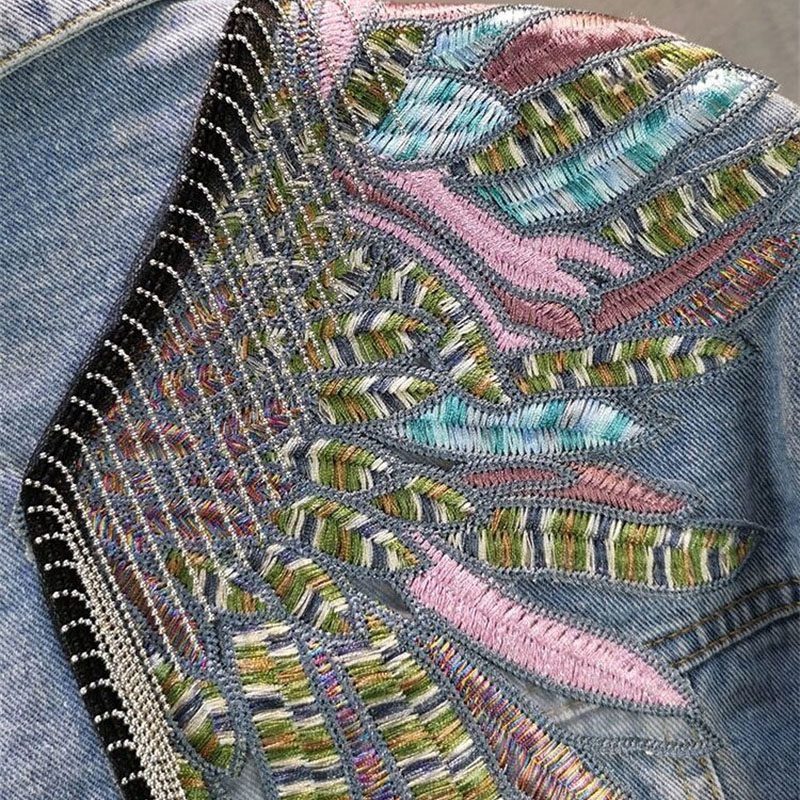 2024 New AutumnFashion Rivet W - Embroidery Jacket Jeans review and price