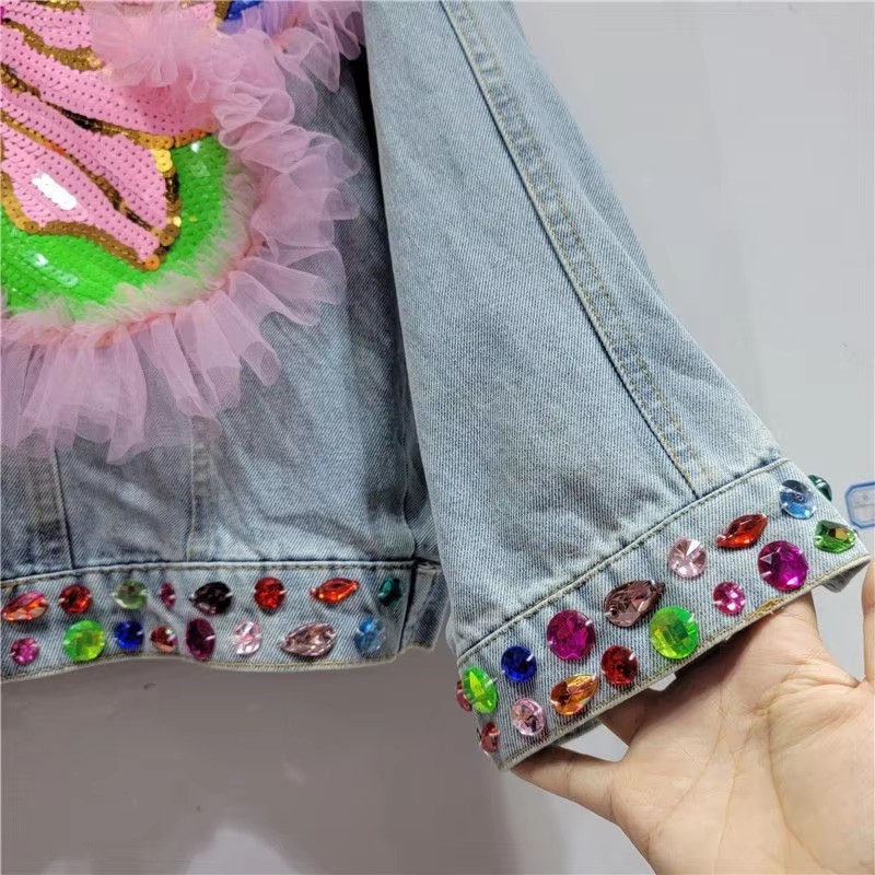 2026 Spring Sequin Flower Wome - Embroidery Jacket Jeans review and price