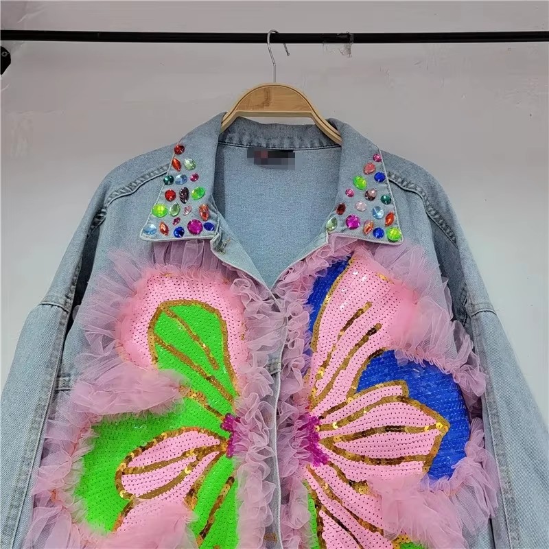 2026 Spring Sequin Flower Wome - Embroidery Jacket Jeans review and price