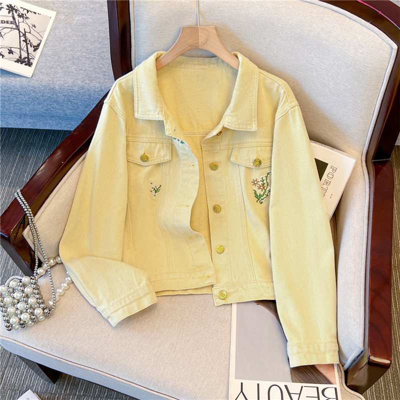 Korean Vintage Flower Embroide - Embroidery Jacket Jeans review and price