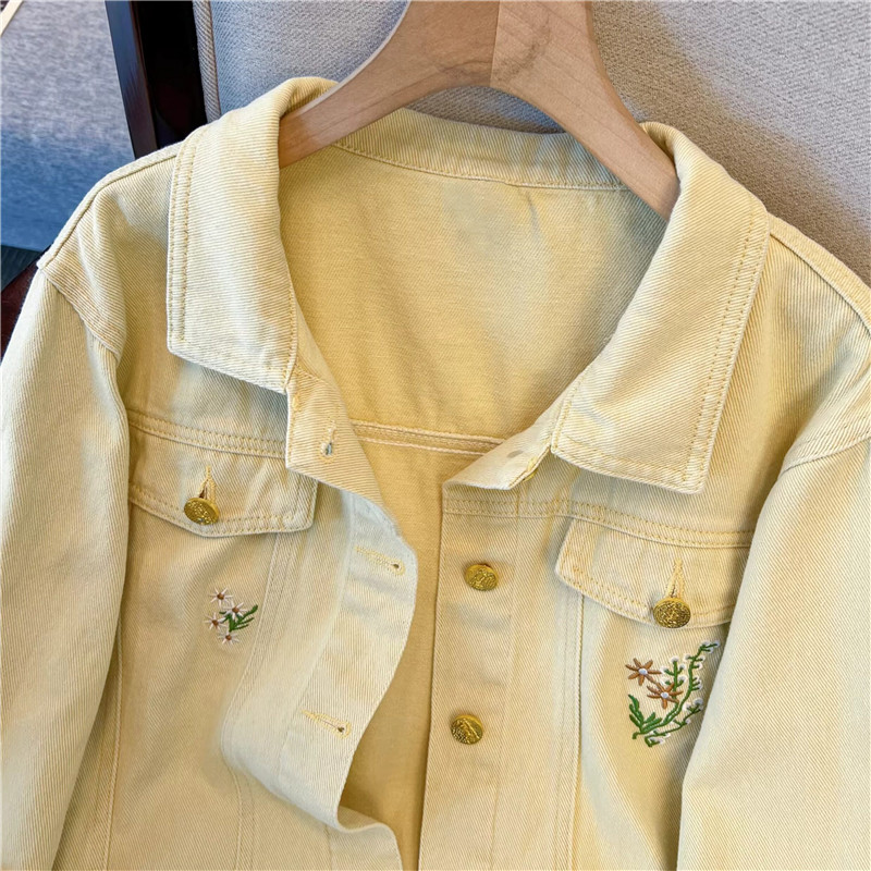 Korean Vintage Flower Embroide - Embroidery Jacket Jeans review and price