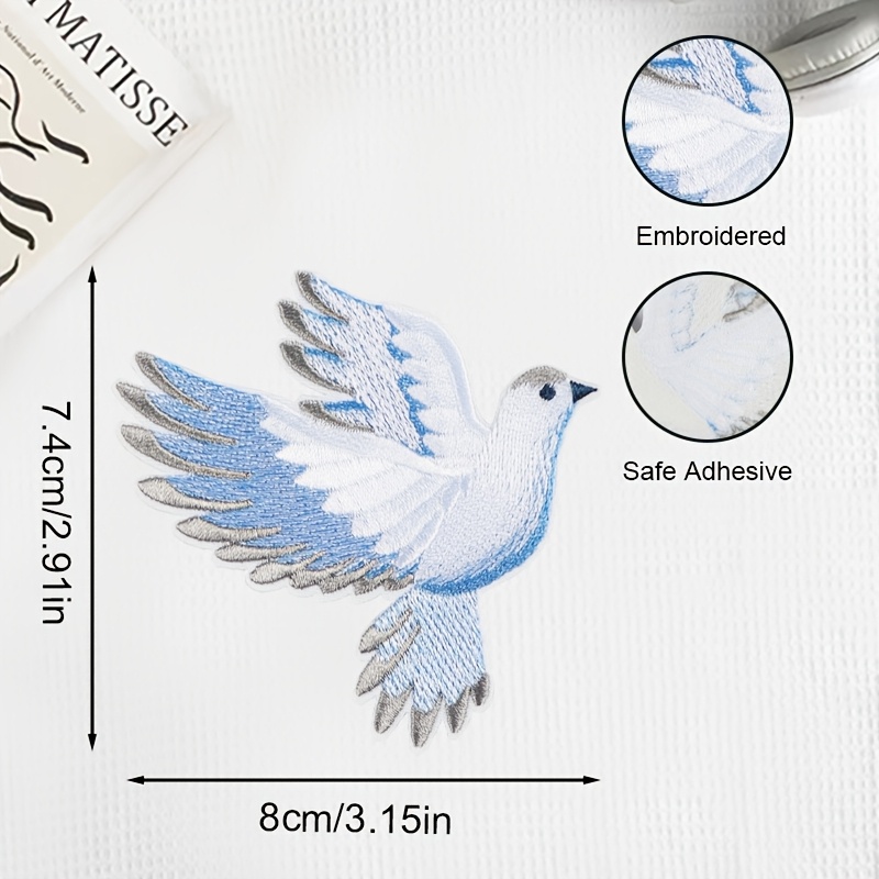 1pc blue-white gradient dove e - Embroidery Meaning review and price