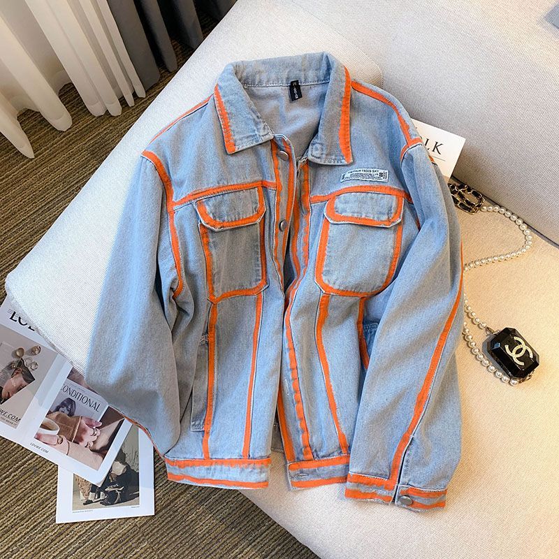 Retro Women Striped Graffiti C - Embroidery Jacket Jeans review and price