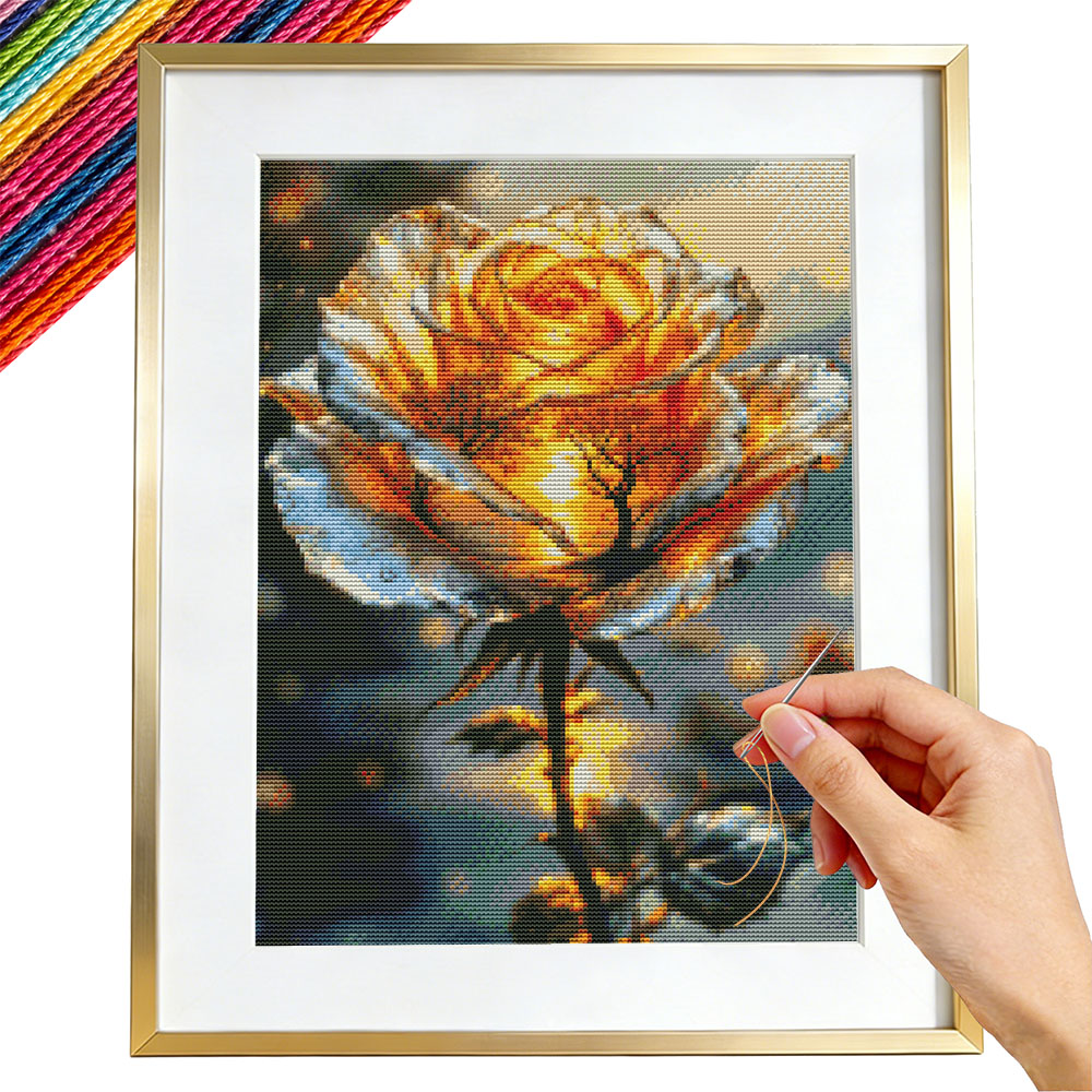 11CT Embroidery Kit Rose Flowe - Embroidery Guide Paper review and price
