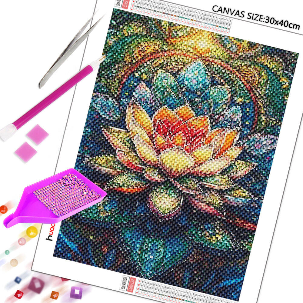 DIY Diamond Painting Lotus Dia - Embroidery Hoop Square review and price