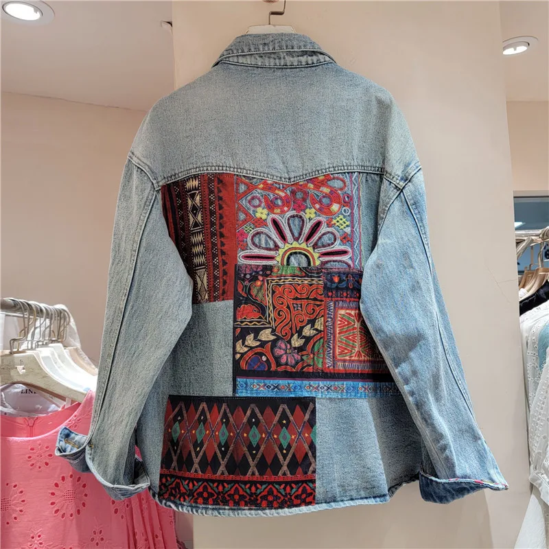 Vintage Blue Embroidery Splice - Embroidery Jacket Jeans review and price