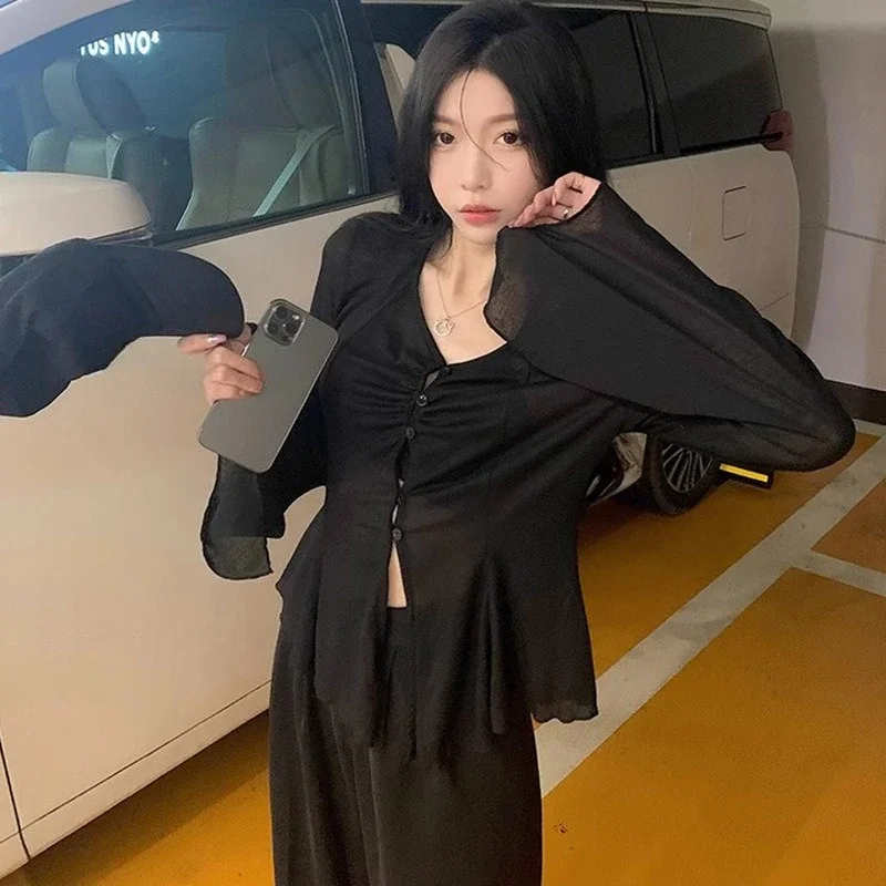 Sheer Flare Sleeve Blouse - Y2 - Embroidery Blouse review and price