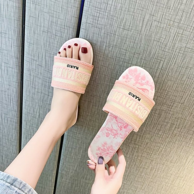 Women's Fashion Flat Slippers  - Embroidery Letter review and price
