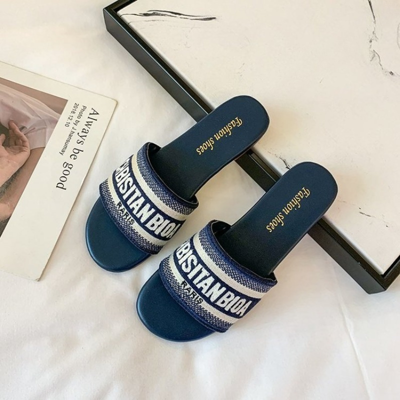 Women's Fashion Flat Slippers  - Embroidery Letter review and price