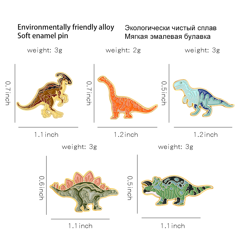 Colorful Dino Enamel Pins Cust - Embroidery Logo review and price