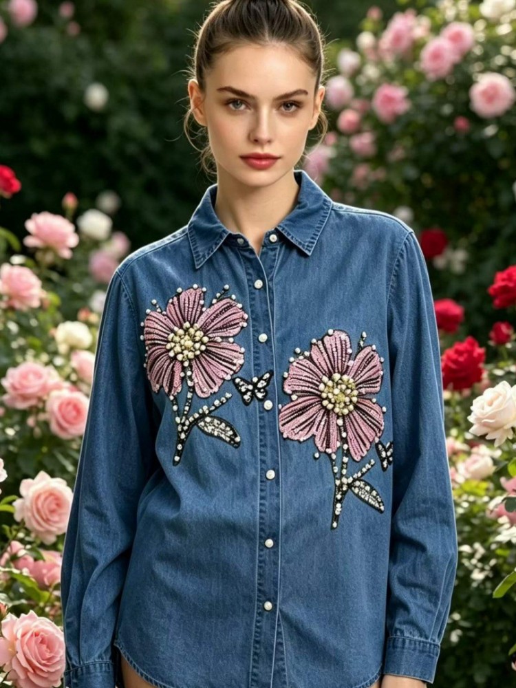 Women Denim Embroidery Blouses - Embroidery Blouse review and price