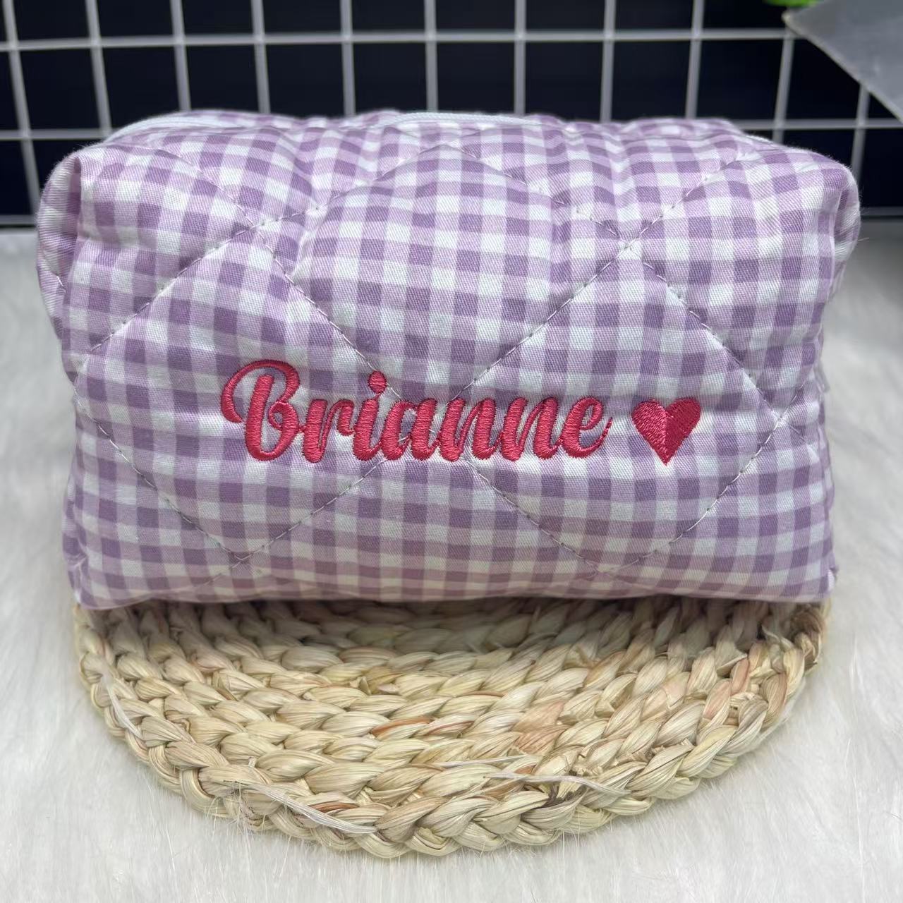 Large Capacity Striped Cosmeti - Embroidery Logo review and price