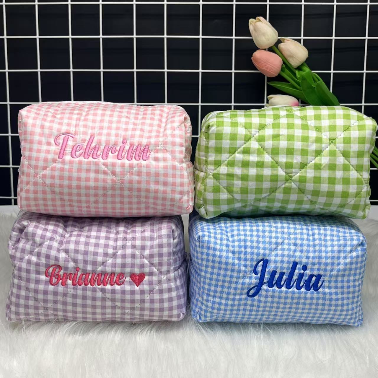 Large Capacity Striped Cosmeti - Embroidery Logo review and price